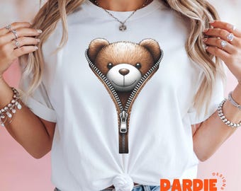 Teddy Bear PNG Zipper Teddy Bear Png Stuffed Bear Tshirt Sweatshirt Design POD, dtf, Sublimation design, Digital Download Clipart