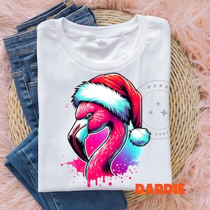 Christmas Flamingo PNG Sublimation Design Clipart, Santa Hat Flamingo, Tropical Holiday Shirt Design, Funny Xmas Digital Download