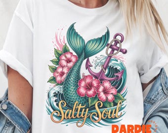 Salty Soul Mermaid PNG Nautical Ocean Mermaid Aesthetic Png Beach Summer Beach Bag Tshirt Sublimation Design Trending Clipart