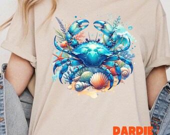 Blue Crab PNG Crabbing Fisherman Aesthetic Ocean Beach Nautical Summer Tshirt Sublimation Design Trending Clipart Digital Download