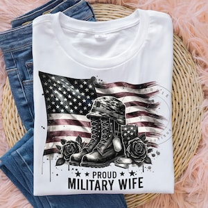 Military Wife PNG, Military Png, Proud Patriotic Wife, US American Flag, Tshirt Sublimation Digital Design PNG File Instant Download
