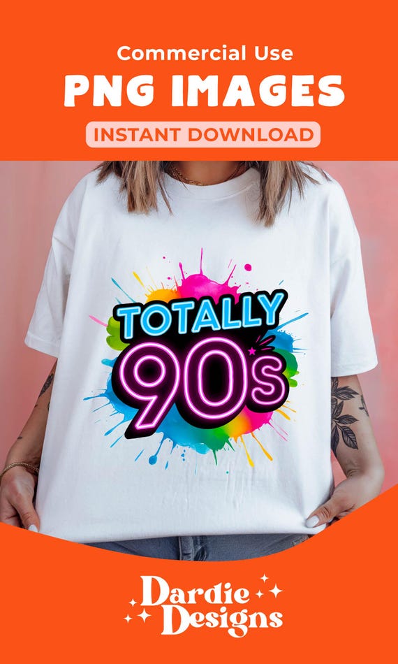 Retro 90s PNG Neon Watercolor Totally 90s Png 90s Kid Grew up in