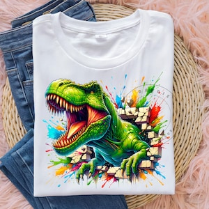 Dinosaurio 3D PNG T-Rex PNG Dinosaurios de acuarela coloridos Diseño de sublimación Tendencia Clipart Descarga digital