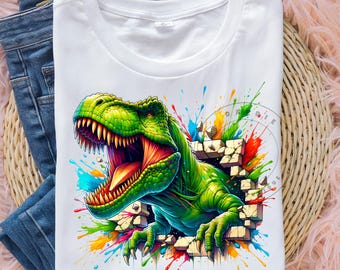 3D Dinosaurier PNG T-Rex PNG Bunte Aquarell Dinosaurier Sublimation Design Trending Clipart Digital Download