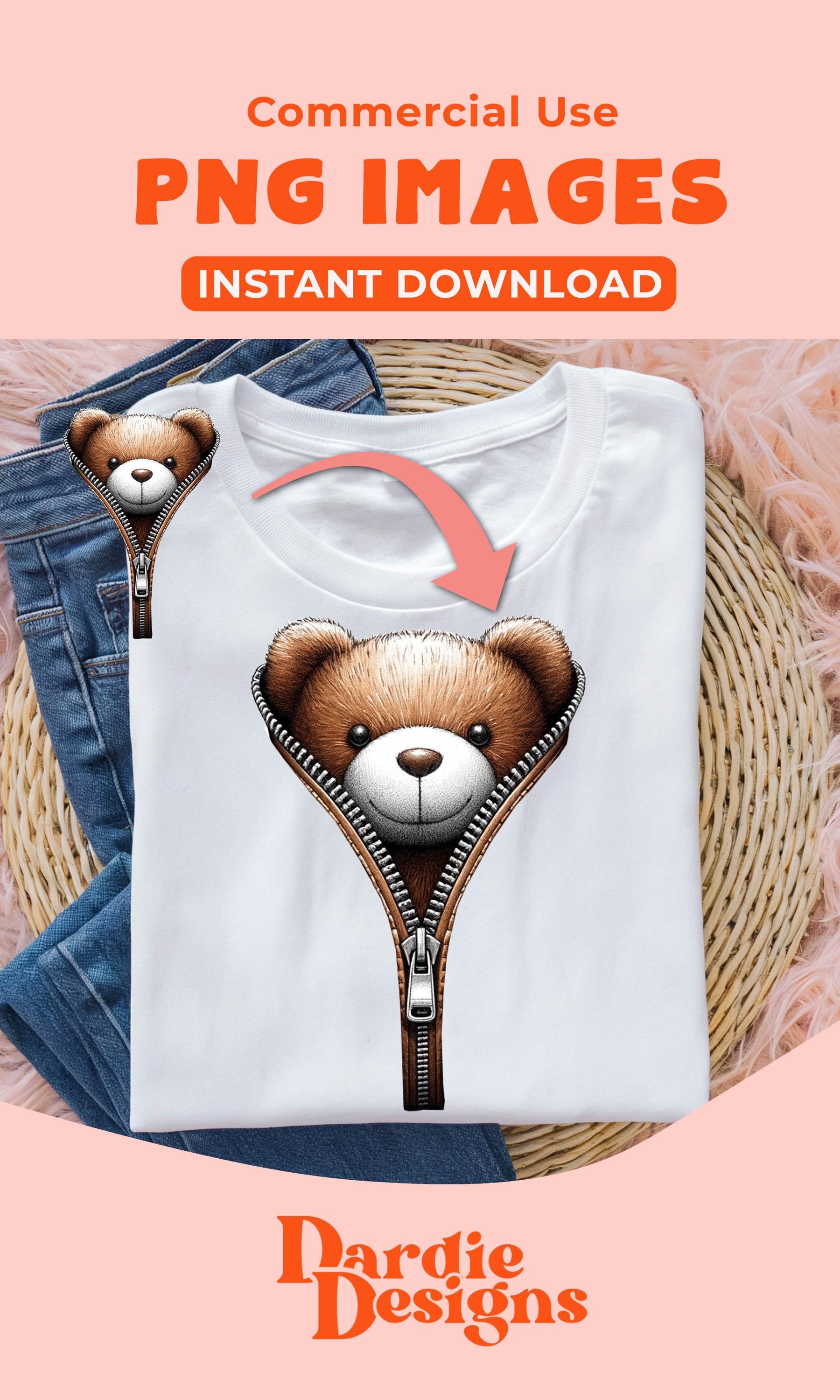 テディベア PNG ジッパー テディベア PNG ぬいぐるみのクマ Tシャツ