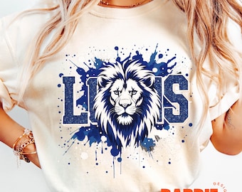 Blue White Lions PNG Lion Png Knight Png Bling Glitter Lion School Spirit Png Sublimation Design Trending Clipart Digital Download
