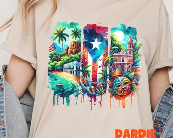 Puerto Rico Flag PNG Watercolor Brushstrokes Boricua Culture Patriotic Puerto Rica Vacation Travel Sublimation Design Trending Clipart