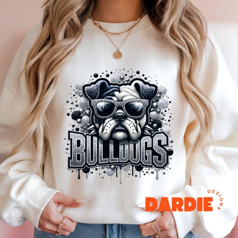 Bulldogs PNG Mascot Png Bulldogs Png Bling Glitter Bulldog School Spirit Png Sublimation Design Trending Clipart Digital Download image 5