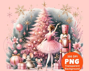 Nutcracker png Nutcracker Ballet Mouse King Ballerina Clara Pink Christmas Design pod dtf Sublimation design Digital Download clipart