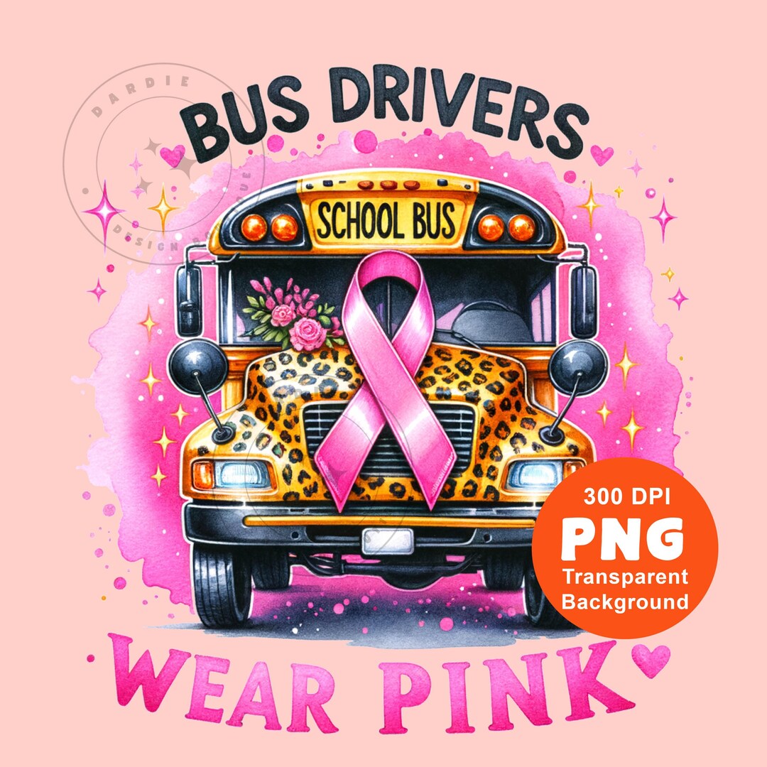 Pink Drivers Icon Bus Drivers Wear Pink Png Floral Leopard Breast Cancer Awareness ...
