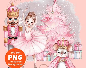 Nutcracker png Nutcracker Ballet Mouse King Ballerina Clara Pink Christmas Design pod dtf Sublimation design Digital Download clipart