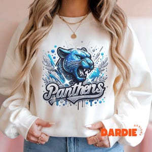 Blue Panthers PNG Panther Mascot Png Sport Png Football Baseball Basketball School Mascot Png Sublimation Design Clipart Digital Download
