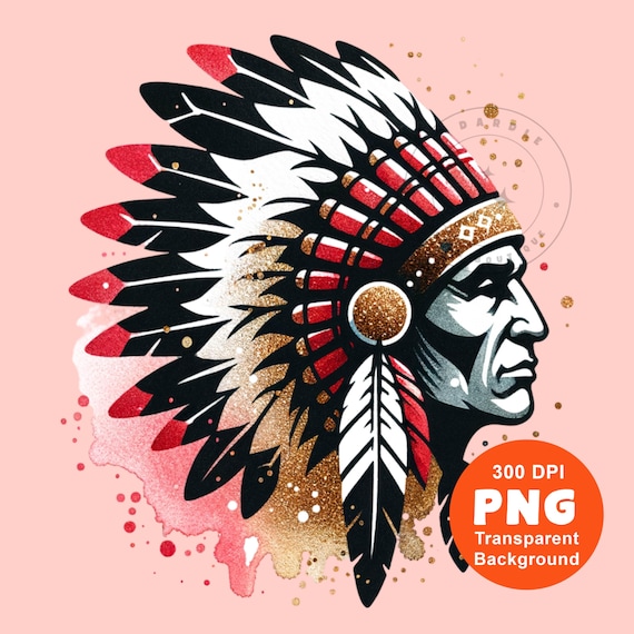 Indian Chief PNG Mascot Png Sport Png Chiefs Indians Savages Football Baseball Basketball School Mascot Png Sublimation Design Clipart