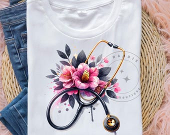 Floral Nurse PNG Medical Student Png Medical Assistant Png Doctor Png Sublimation Design Clipart Digital Download