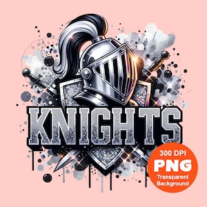 Knights PNG Mascot Png Knight Png Bling Glitter Knights School Spirit Png Sublimation Design Trending Clipart Digital Download