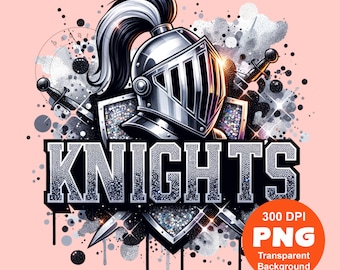 Chevalier PNG mascotte Png chevalier Png Bling Glitter chevaliers école esprit Png Sublimation Design tendance Clipart Digital Download