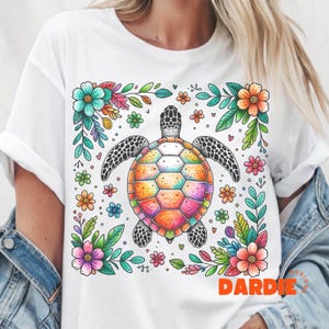 Tortuga marina preppy PNG Náutica Océano Playa Verano Camiseta Sublimación Diseño Tendencia Clipart Descarga digital
