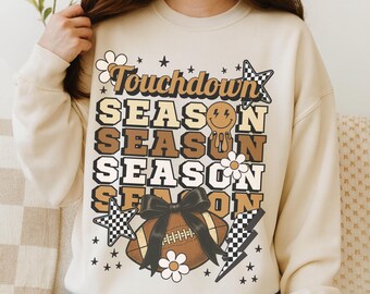 Touchdown Season PNG: Retro Football Game Day Sublimation Design Clipart (Instant Digital Download)