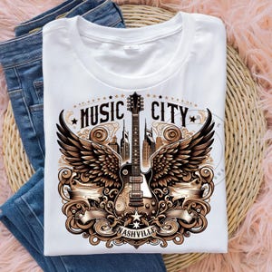Nashville PNG, Tennessee PNG, Guitarra Png, Estrella de rock Png, Diseño de sublimación de camiseta de concierto de música country Descarga digital Clipart