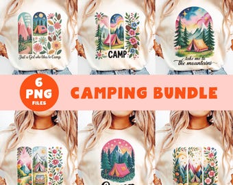 Girly Camping PNG Bundle Pink Girly Aesthetic Adventure Camp Clipart TShirt Sublimation Designs 6 PNG files Digital Download