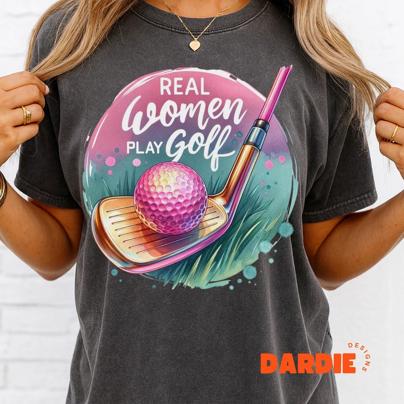 Donne vere giocano a golf PNG Ragazza che gioca a golf Maglietta da golf da donna Sport da donna Png Design a sublimazione Clipart di tendenza Download digitale immagine 6