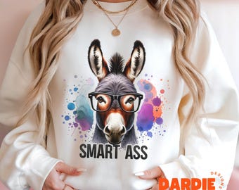 Smart Ass PNG Funny Donkey Tshirt Sublimation Design Adult Humor Trending Clipart