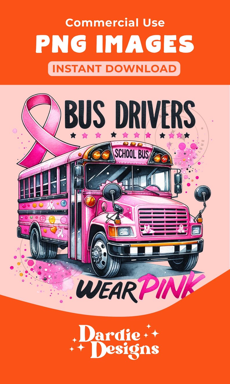Bus Drivers Wear Pink Png Checkered Breast Cancer Awareness in October ...