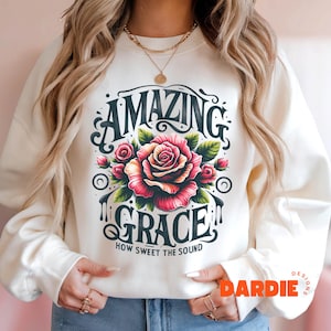 Floral Amazing Grace PNG How Sweet the Sound, Christian Png Jesus Png Faith Png Christian Easter Png Sublimation Design Clipart Download