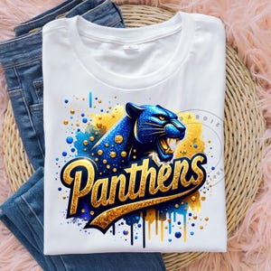 Blue Gold Panthers PNG Panther Mascot Png Sport Png Football Baseball Basketball School Mascot Png Sublimation Design Clipart