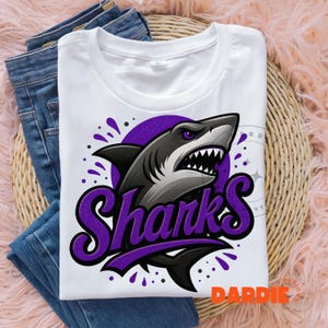 Purple Sharks PNG Shark Mascot Png Sport Png Football Baseball Basketball School Mascot Png Sublimation Design Clipart Digital Download