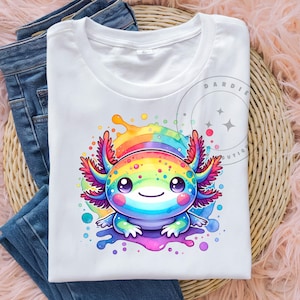 Rainbow Watercolor Axolotl PNG Cute Kawaii Axolotl Clipart for Shirt Stickers POD Dtf Sublimation Design Digital Download