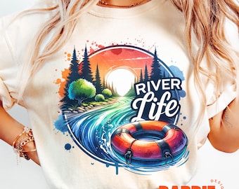 Fluss Leben PNG Fluss Zeit Schlauch am Fluss Festival Sommer Vibes Strand Leben Abenteuer Tshirt Sublimation Design Digital Download