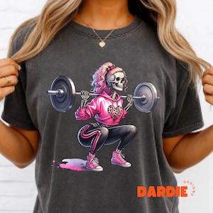 ウェイトリフティングスケルトンPNGかわいいワークアウトジムラットパーソナルトレーナーフィットネスジムラブシャツ昇華デザインデジタルダウンロードクリップアート