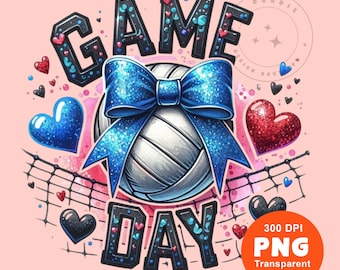Volleyball Game Day PNG, Coquette Volleyball Glitter Png, Volleyball Mama Png, Volleyball Mom Png, Game Day, Sport Png