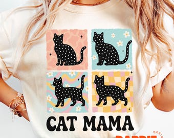 Cat Mom PNG, Cute Cat Lover Sublimation Design, Retro Cat Mom Clipart for Shirts, Cat Lady Gift, Pet Mom Digital Download