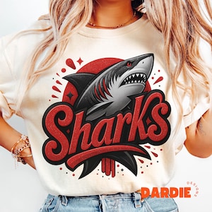 Sharks PNG Shark Mascot Png Sport Png Football Baseball Basketball School Mascot Png Sublimation Design Clipart Digital Download