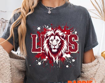 Red White Lions PNG Lion Png Knight Png Bling Glitter Lion School Spirit Png Sublimation Design Trending Clipart Digital Download