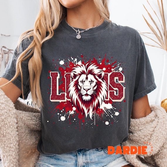 Red White Lions PNG Lion Png Knight Png Bling Glitter Lion School Spirit Png Sublimation Design Trending Clipart Digital Download