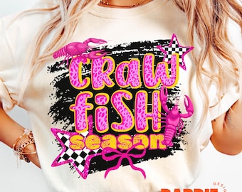 Crawfish PNG Preppy Checkered Crawfish Season Crawfish Boil Seafood Tshirt PNG Sublimation Design Trending Clipart Digital Download