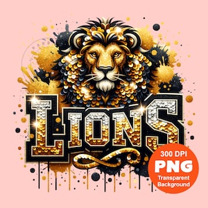 Lions PNG Lion Png Knight Png Bling Glitter Lion School Spirit Png Sublimation Design Trending Clipart Digital Download