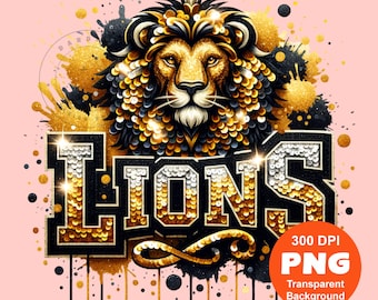 Lions PNG Lion Png Knight Png Bling Glitter Lion School Spirit Png Sublimation Design Trending Clipart Digital Download