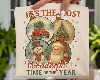 Vintage Christmas PNG: It's the Most Wonderful Time of the Year Sublimation Design Clipart (Instant Download)