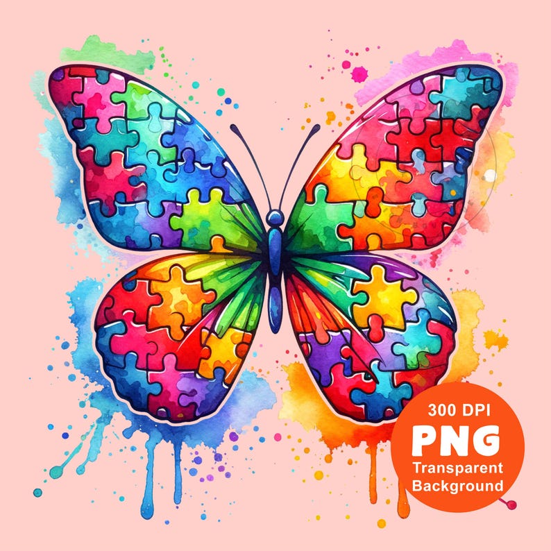Puzzle Piece Butterfly Png, Autism Awareness Png, Autism Mom Png ...
