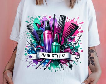Hair Stylist PNG Hair Tech Png Hair Salon Png Hairdresser Sublimation Design DTG POD Clipart Digital Download
