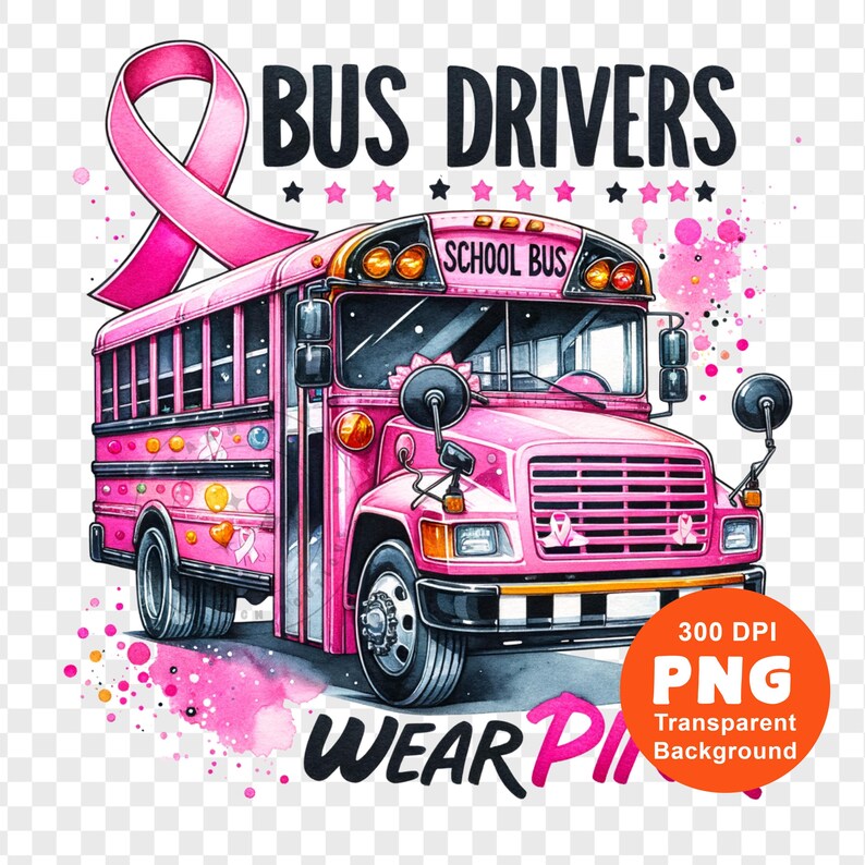Bus Drivers Wear Pink Png Checkered Breast Cancer Awareness in October ...