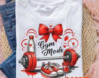 Red Gym Mode PNG, Cute Workout Sublimation Design, Fitness Lover Clipart, Gym Rat T-Shirt PNG, Personal Trainer Digital Download
