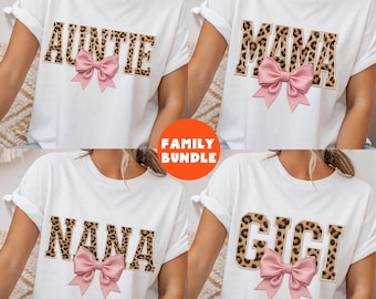 Leopard Coquette Mama PNG Bundle: Mimi, Gigi, Nana, Mini, Auntie, Nonna, Grandma, Sublimation Design Clipart (Digital Download)