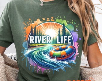 Fluss Leben PNG Fluss Zeit Schlauch am Fluss Festival Sommer Vibes Strand Leben Abenteuer Tshirt Sublimation Design Digital Download
