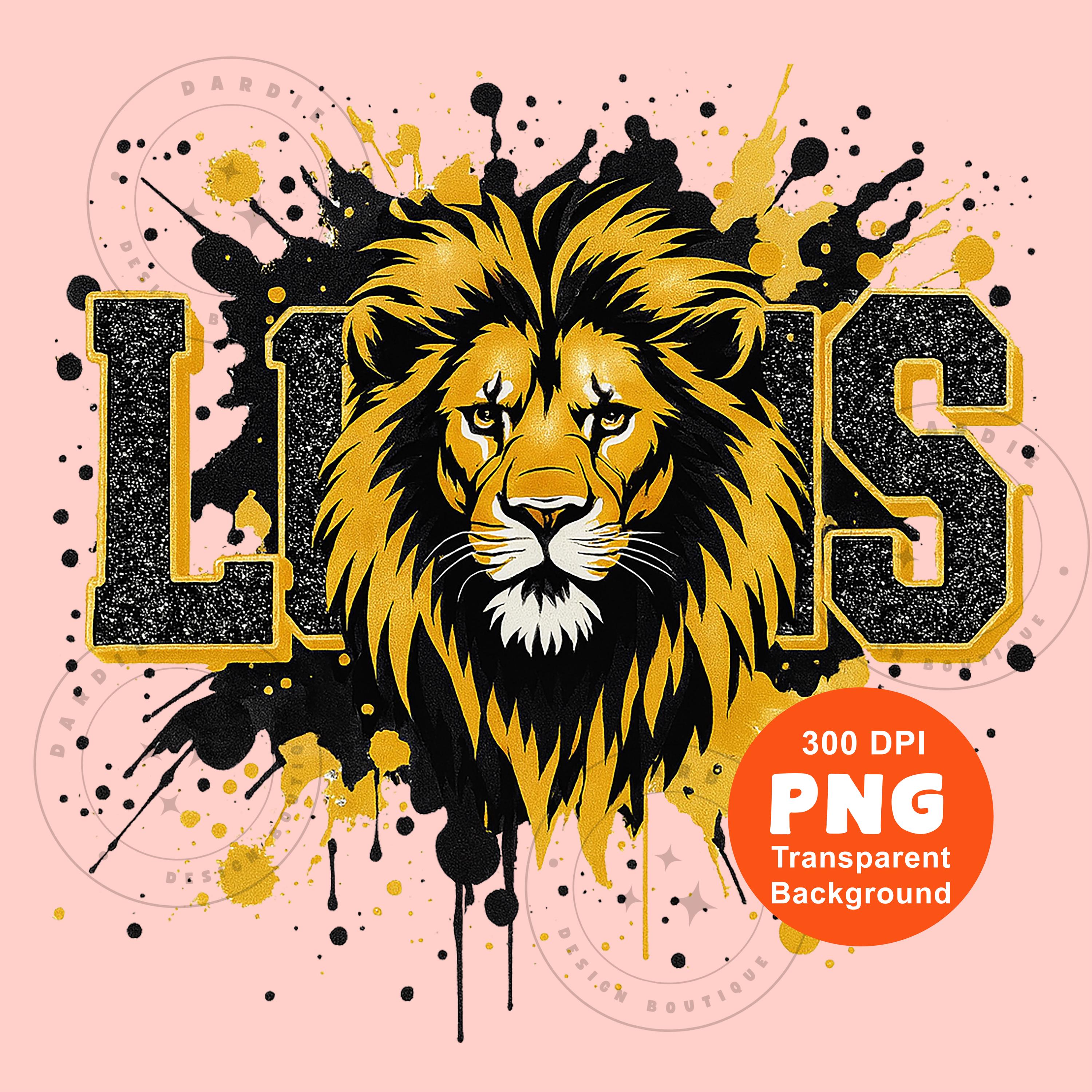 Lions Logo Clipart PNG Black Yellow Gold Glitter Lion School Spirit Tshirt  Design Sublimation File Trending Sports Team Digital Download - Etsy, image size:3000x3000