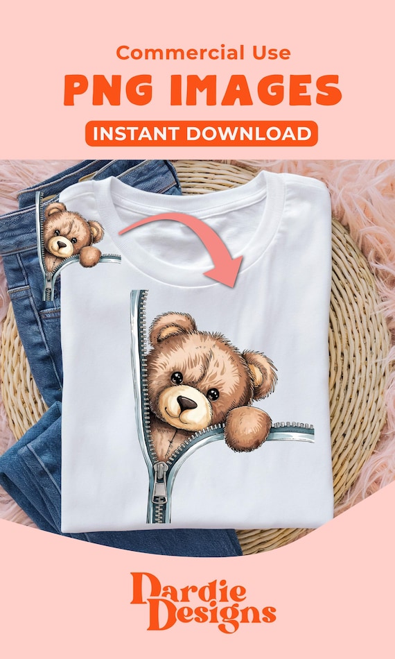 テディベア PNG ジッパー テディベア PNG ぬいぐるみクマ Tシャツ